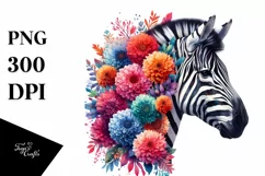 Vibrant Zebra Made of Flowers | Sublimation | Clipart Product Image 3