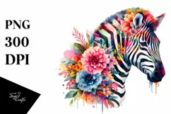 Retro Flower Zebra | Sublimation | PNG Clipart Product Image 1