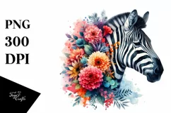 Vibrant Zebra Made of Flowers | Sublimation | Clipart Product Image 3