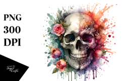 Grungy Skull with Splashes, Artistic PNG Product Image 1