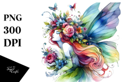 Playing Fairy with Floral Wreath, Vibrant PNG Product Image 1
