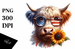 Thoughtful Highland Cow Portrait Wearing | Sublimation | Product Image 1