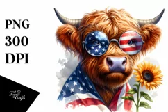 Thoughtful Highland Cow Portrait with es | Clipart Product Image 3