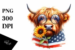 Thoughtful Highland Cow Portrait Wearing | Sublimation | Product Image 1