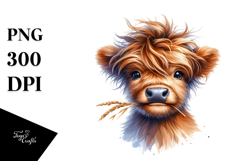 Graceful Highland Cow with Cool Hair PNG Product Image 1