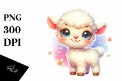 Cute Colorful Lamb Smiling Watercolor Flower | Sublimation | Product Image 1