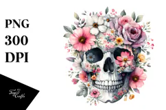 Boho Skull Made of Spring Flowers PNG Product Image 1