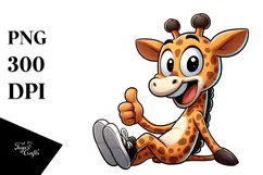 Excited Giraffe Cartoon Vector Art PNG Product Image 1