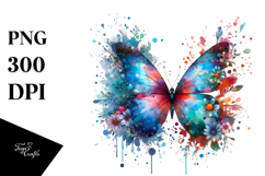 Colorful Painting Butterfly Flower of Splashes PNG Product Image 1