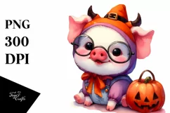 Cute Baby Pig in Halloween Costume | Clipart Product Image 3