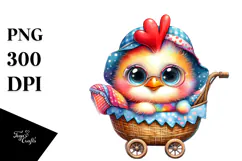 Crazy Cute Baby Rooster PNG Product Image 1