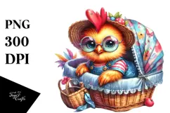 Vibrant Baby Rooster Resting in Cradle PNG Product Image 1