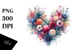 Colorful Floral Hearts, PNG Product Image 1