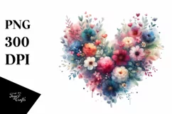 Colorful Floral Hearts, PNG Product Image 1