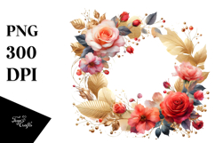 Watercolor Abstract Horizontal Frame with Small Red Roses Product Image 1