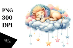 Vibrant Lions on Cloud Hanging Stars Clipart Product Image 1