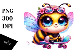 Cute Vibrant Baby Bee PNG Product Image 1