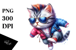 Cute Baby Cat Jumping PNG Product Image 1