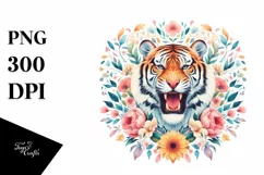 Colorful Tiger Floral | Sublimation | Clipart Product Image 1