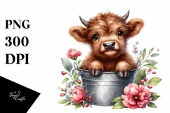 Cute Highland Cow Smiling | Sublimation | Clipart Product Image 3
