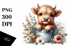Cute Highland Cow Smiling | Sublimation | Clipart Product Image 1