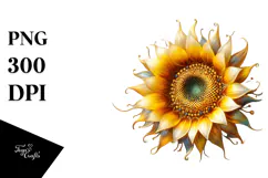 Sunflower Watercolor Splash PNG Product Image 1