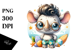 Baby Rhino with Cool Beach Haircut PNG Product Image 1