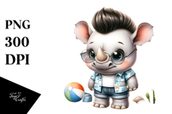 Energic Baby Rhino for the Beach PNG Product Image 1