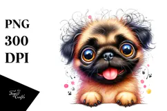 Watercolor Cute Pug, Transparent PNG Product Image 1