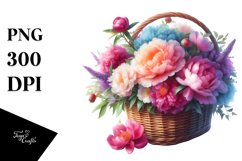 Colorful Watercolor Peonies | Sublimation | Clipart Product Image 3