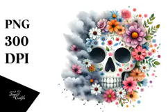 Skull made of Spring Flowers PNG Product Image 1