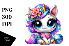 Vibrant Crazy Eyes Baby Unicorn PNG Product Image 1