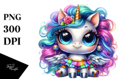 Vibrant Crazy Eyes Baby Unicorn PNG Product Image 1