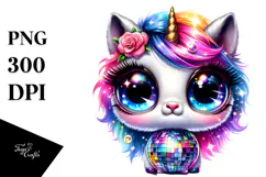 Vibrant Crazy Eyes Baby Unicorn PNG Product Image 1