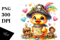 Vibrant Baby Duck with Treasure Map PNG Product Image 1