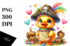 Vibrant Baby Duck with Treasure Map PNG Product Image 1