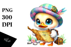 Vibrant Crazy Cute Baby Duck PNG Product Image 1