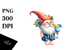 Gnome Drinking a Cocktail, Beachwear, High-Res PNG Product Image 1