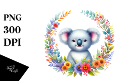 Vibrant Koala Floral Frame Clipart Product Image 1