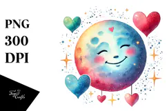 Colorful Cow with Smiling Moon PNG Product Image 1