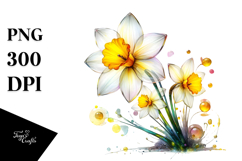 Daffodil Watercolor Splash PNG Product Image 1
