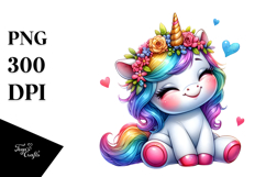 Colorful Baby Unicorn PNG Product Image 1