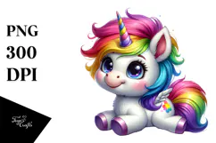 Smiling Baby Unicorn, Colorful PNG Product Image 1