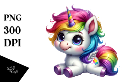 Smiling Baby Unicorn, Colorful PNG Product Image 1