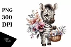 Cute Baby Zebra with Flower Basket | Orchid Bouquet Product Image 3