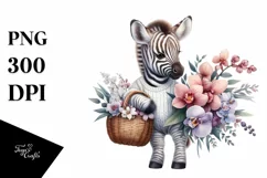 Cute Baby Zebra with Flower Basket | Orchid Bouquet Product Image 3