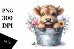 Cute Baby Highland Cow with Flowers Product Image 3