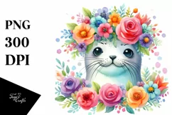 Cute Cartoon Style Watercolor Seal | Clipart Product Image 3