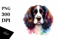 Cute Colorful English Springer Spaniel Watercolor Clipart Product Image 3
