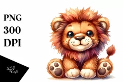 Vibrant Brownish Plush Lion Watercolor Clipart Product Image 3